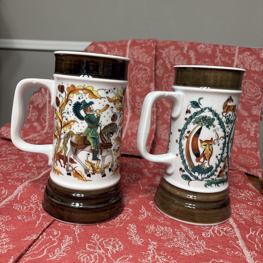 2 Crown Bavaria Hofmeister Ceramic Bier Stein